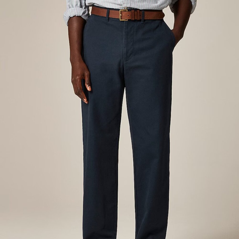 J Crew Classic Canvas Trouser Size 33W X 30L Navy Blue 100% Cotton Preppy NEW